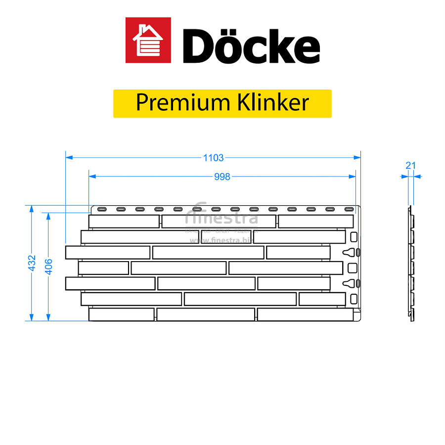 Панель Docke PREMIUM KLINKER 1103х432мм
