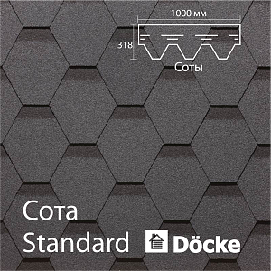 Купить Гибкая черепица Docke PIE STANDARD коллекция Сота 3м2/уп Серый в Улан-Удэ