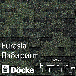 Купить Гибкая черепица Docke PIE EURASIA Лабиринт 3м2/уп Зелёный в Иркутске