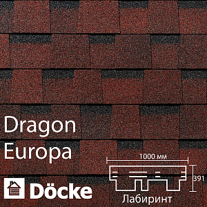 Купить Ламинированная черепица Docke PIE EUROPA DRAGON 2.38м2/уп Красный в Иркутске