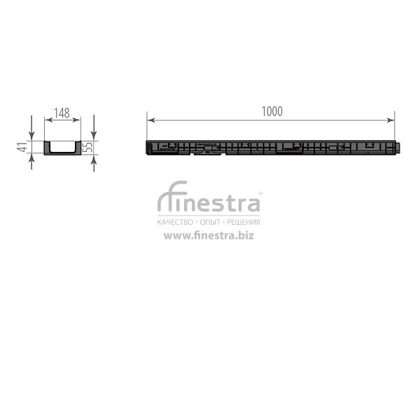 Канал пластиковый DN100 H55 Aquastok Norma 1000х148х55мм 11005