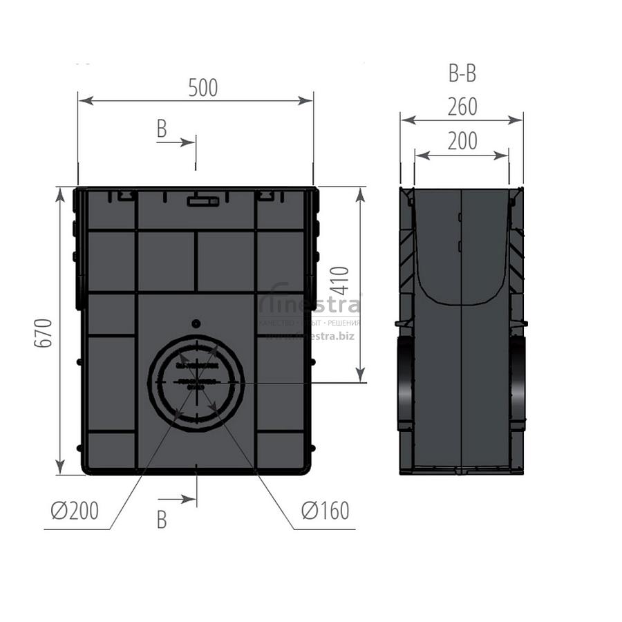 Пескоуловитель ПП Norma DN200 C250 Aquastok 500х260х550мм 12055